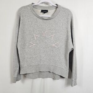 Varley Light Gray Crew Neck Sweater with Pink Accents